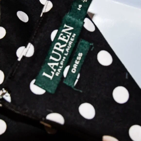 Lauren by Ralph Lauren Dress Black with White Polka Dots Size 14 - Picture 5 of 5